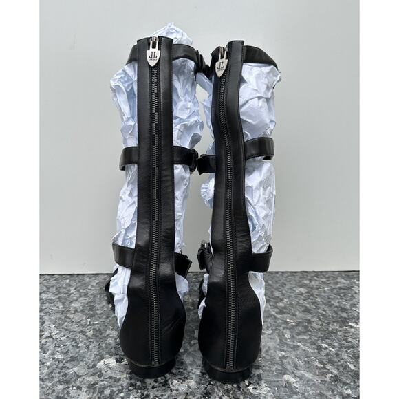 LORIBLU Black Leather Stud Accent Gladiator Tall Sandal SIZE 39 - Picture 6 of 10